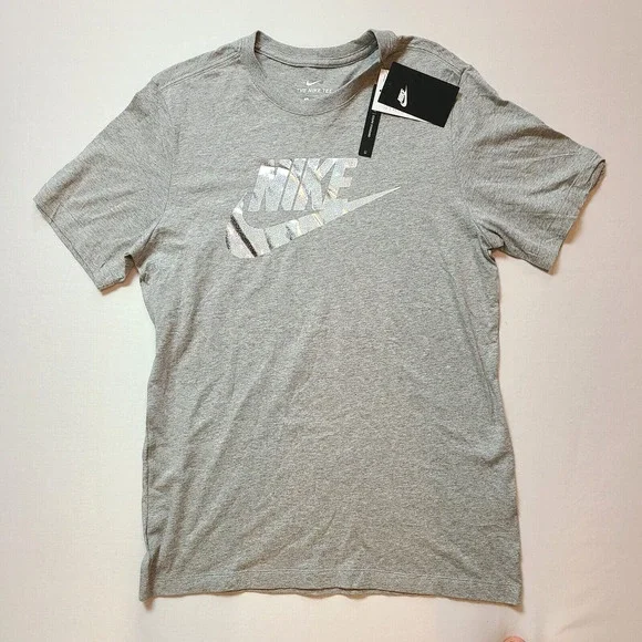 Nike Mens Medium Sportswear Reflective T-Shirt Dark Grey Heather Swosh - Picture 2 of 3